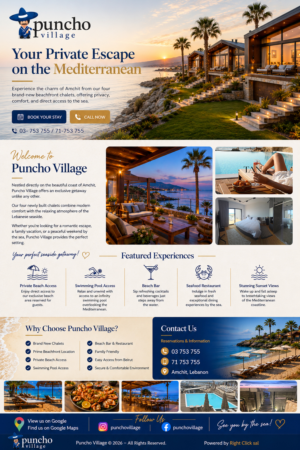 Puncho Village Beachfront Chalets Amchit Lebanon